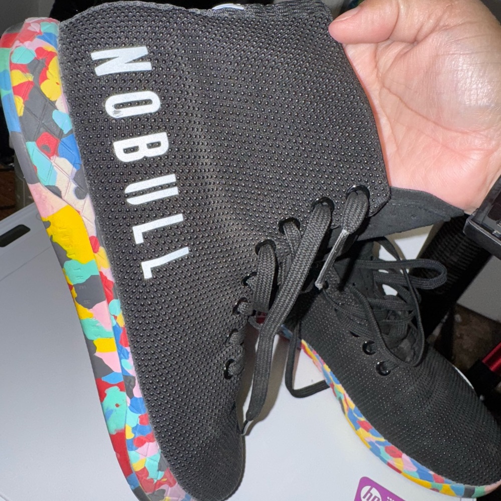 NOBULL hightop Black Athletic Shoes with Multicolor Sole